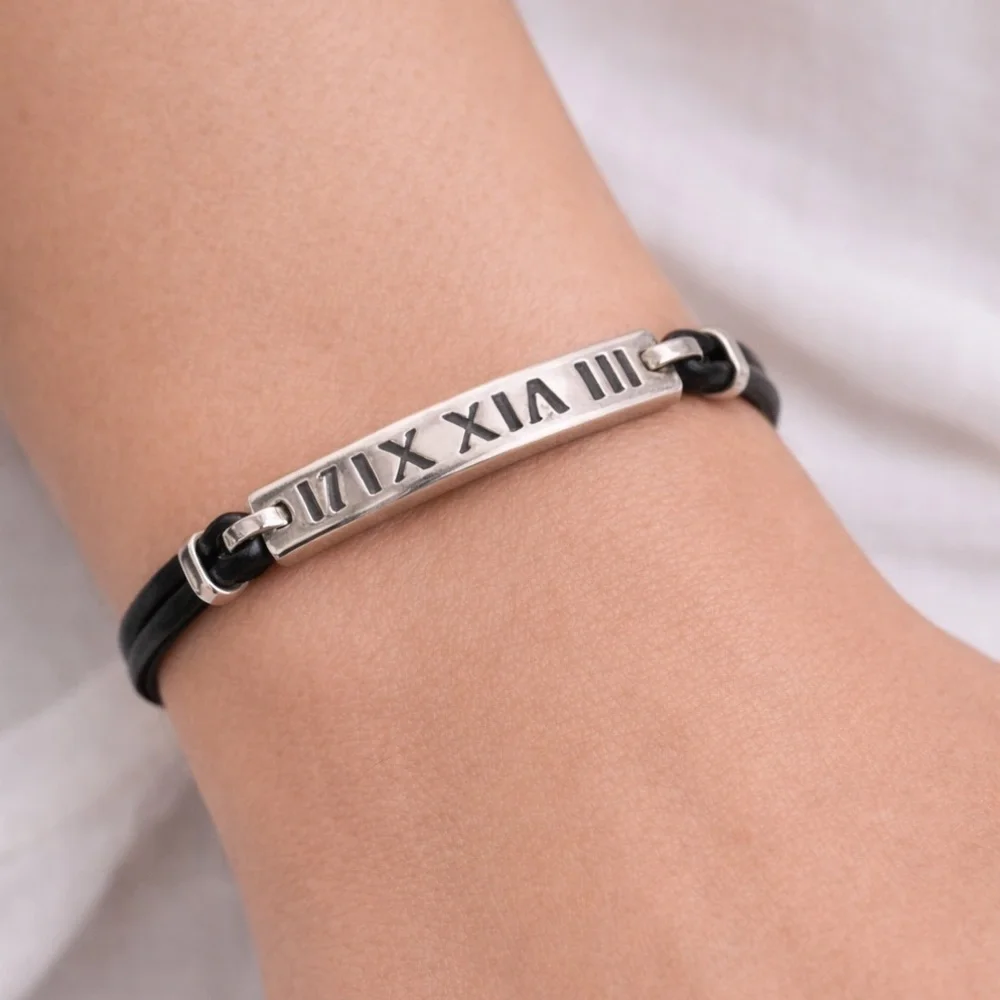 Tiffany & Co. Black and Silver Roman Numeral Surfer Bracelet
